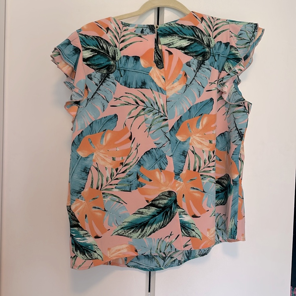 Tropical Ruffle Sleeve Top - Picture 2 of 2